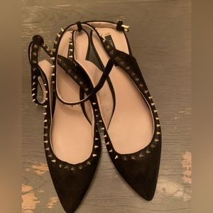 Zara Black Heels with Gold Studs